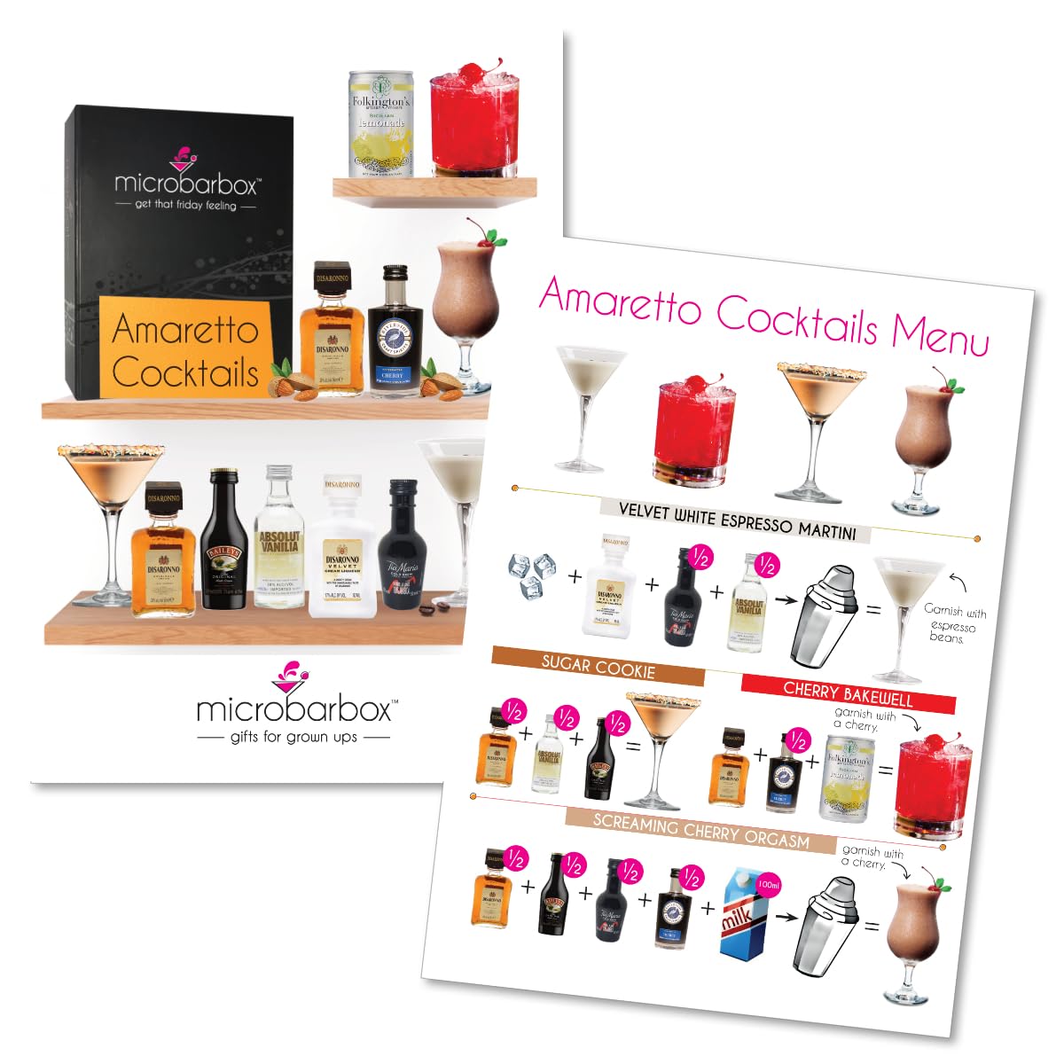 MicroBarBox Amaretto Cocktails Gift Set in a Premium Luxury Gift