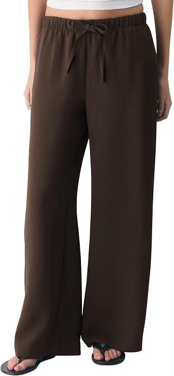 Womens High Waisted Wide Leg Pants Wrinkle Free Pull On Trousers with Pockets for Work Business Casual