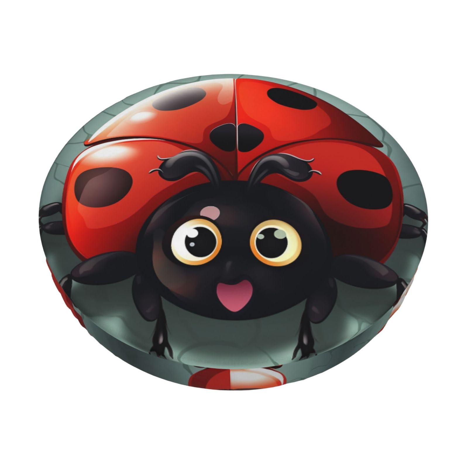 Fodpand Black Cartoon Ladybug Stool Covers Round 12 Inch, Stretch Round Bar Stool Seat Covers Washable Dustproof Stool Cushion Slipcover Soft Velvet Bar Chair Covers With Elastic Band