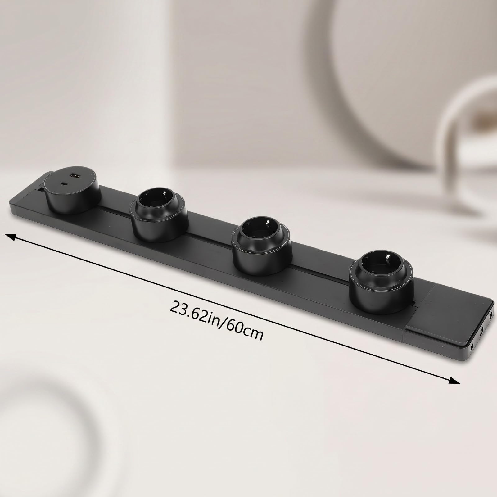 60 cm 10-W-Stromschienensteckdose, USB-A- und C-Buchse, Schwarz