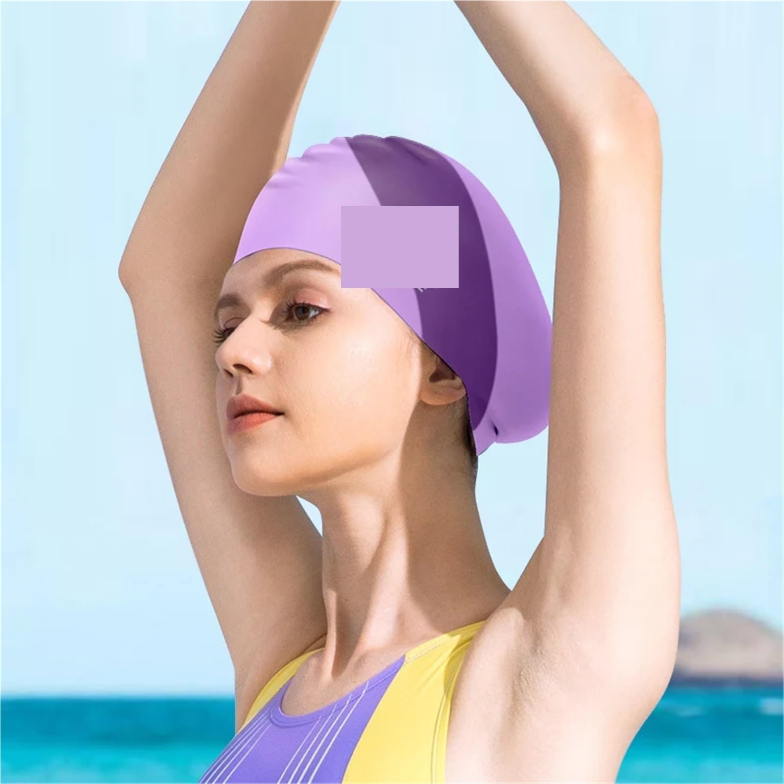 1 pz elastico in silicone cappello da nuoto in gomma impermeabile proteggere le orecchie capelli lunghi sport piscina cappello cuffia da nuoto pura