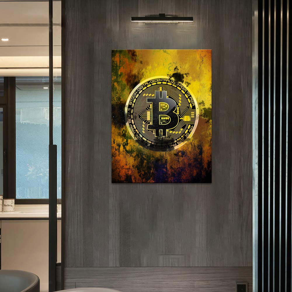 Amazon.com: Bitcoin Wall Art - Hodl Crypto Motivational Canvas Print,  Framed Blockchain Quotes Decor for Office Bedroom, Wooden Frame Ready to  Hang (18