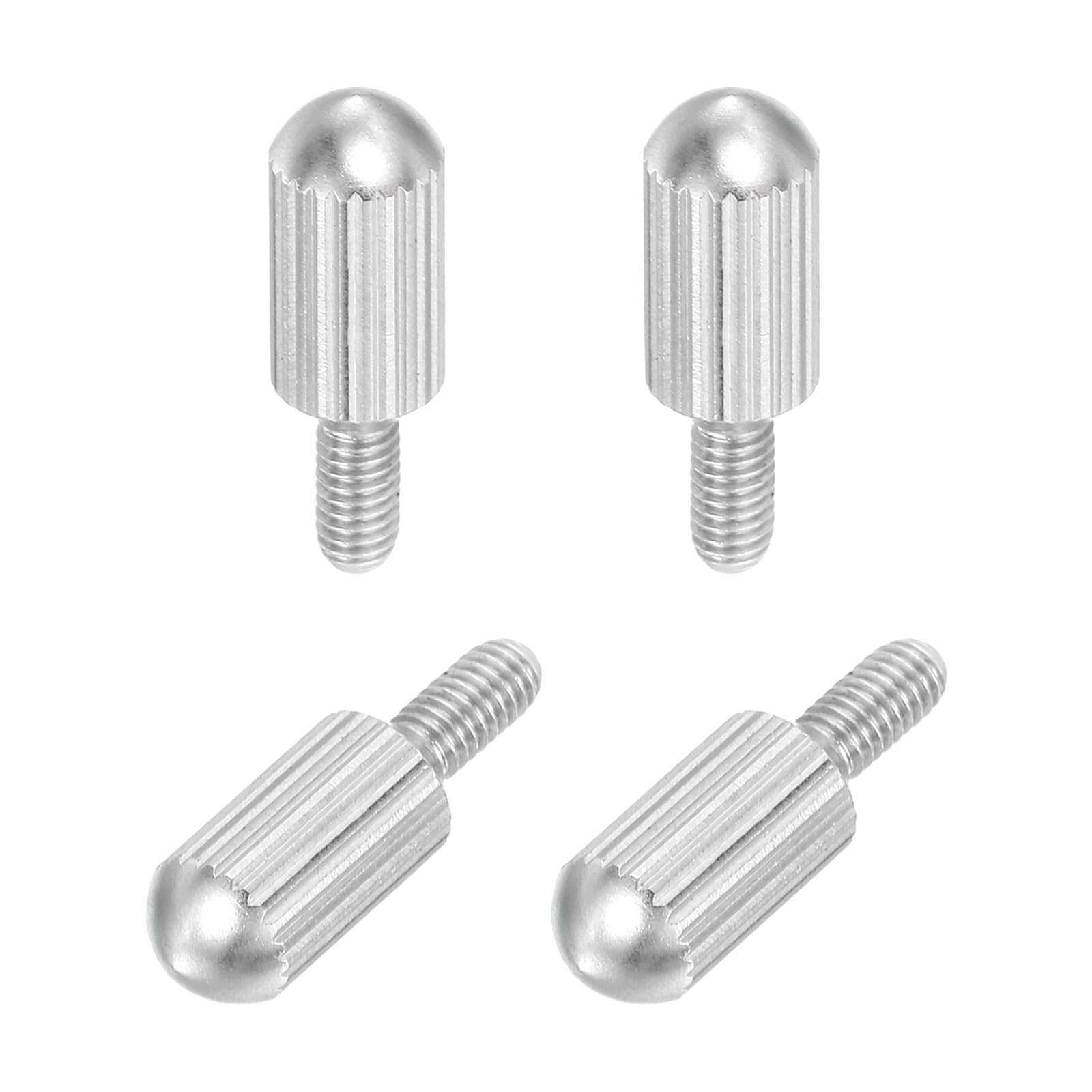 sourcing map 4 Pcs Small Knurled Thumb Screws, M3 x 6mm 304 Stainless Steel Male Flat Head Thread Knurled Thumbscrews Bolts Fasteners for Lighting Household, Electronic, Machine (Silver)
