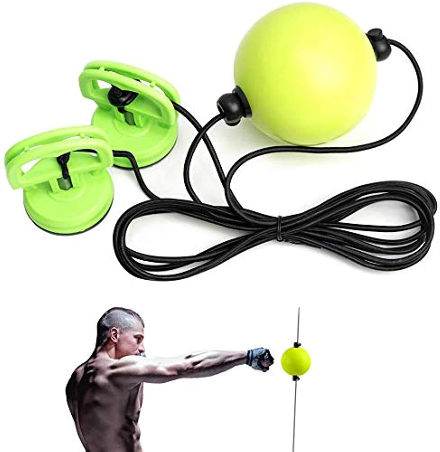 UBERSWEET® Fight Reflex Ball with 2 Vacuum Chucks - Double End Boxing Speed Bag forto Improve Reactions and Speed | Install and Use on The Door Frame