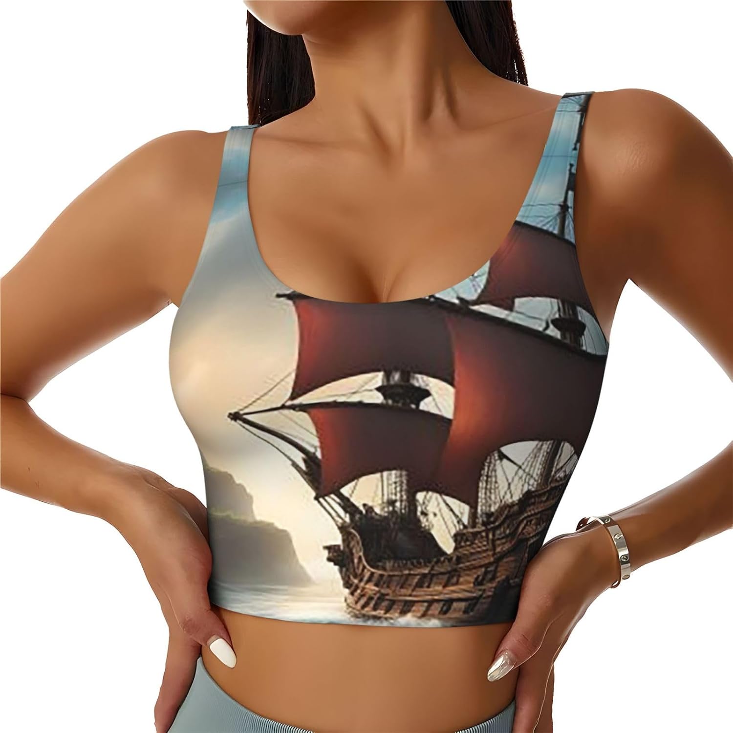 Historic Ship Sail Women's Sports Bras - High Support Workout Tops for Women