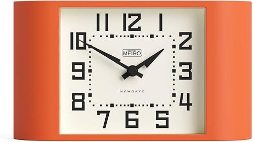 NEWGATE Mini reloj de escritorio Metro  Mantel retro  Naranja  Estilo de mediados de siglo para mesa, estante o mesita de noche