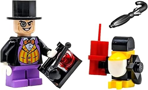LEGO Superhéroes: Minifig de pingüino con ayudante, dinamita y capa negra