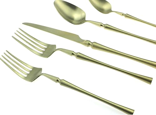 Miniatura 2 de JASHII Juego de cubiertos de lujo de 20 piezas de acero inoxidable 1810 para 4 personas, incluye cuchillo de cena, tenedor, cuchara, apto para