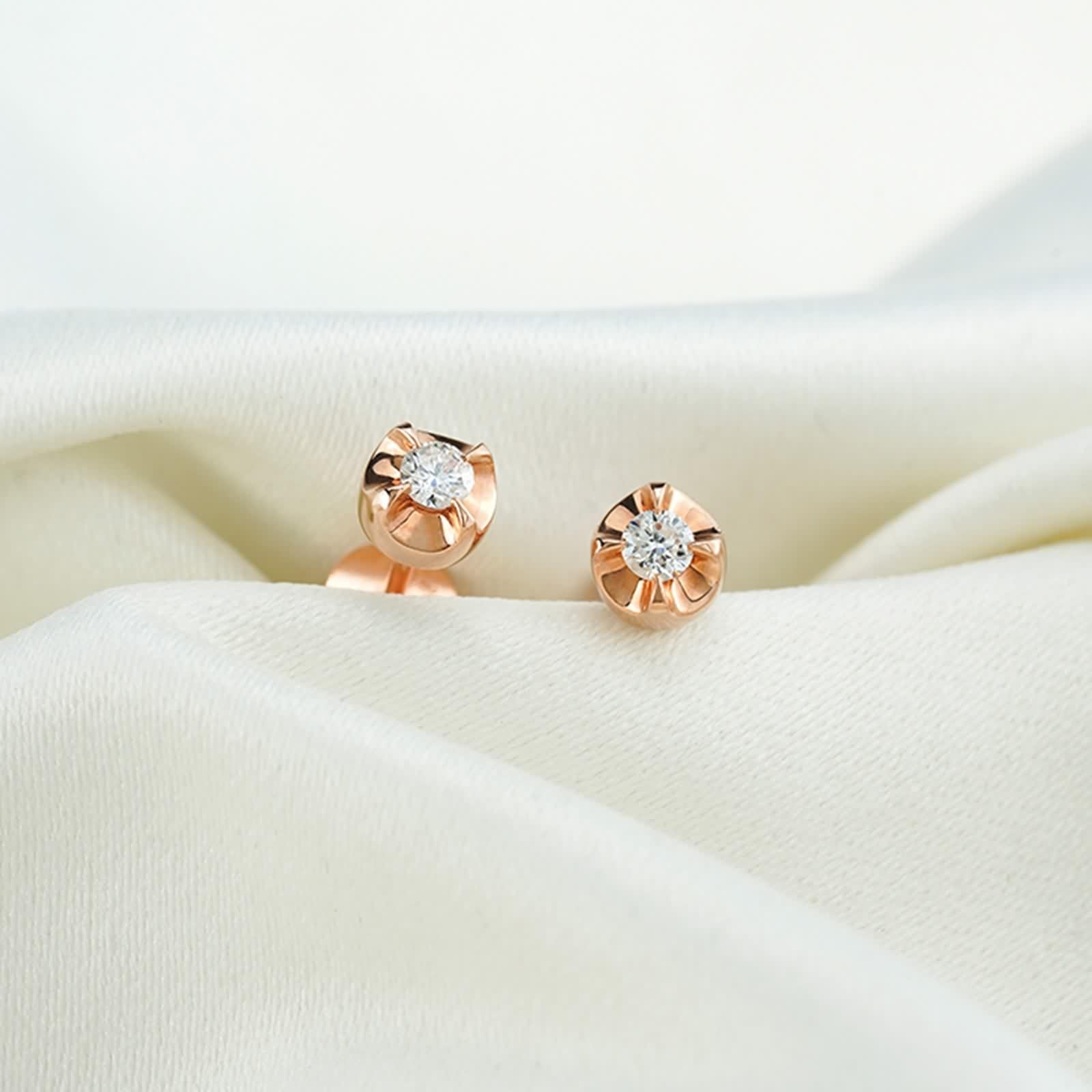 Kolczyki damskie, Vintage Diament Prawdziwa biżuteria 9K/14K/18K różowe złoto, 14-karatowe różowe złoto (585), diament