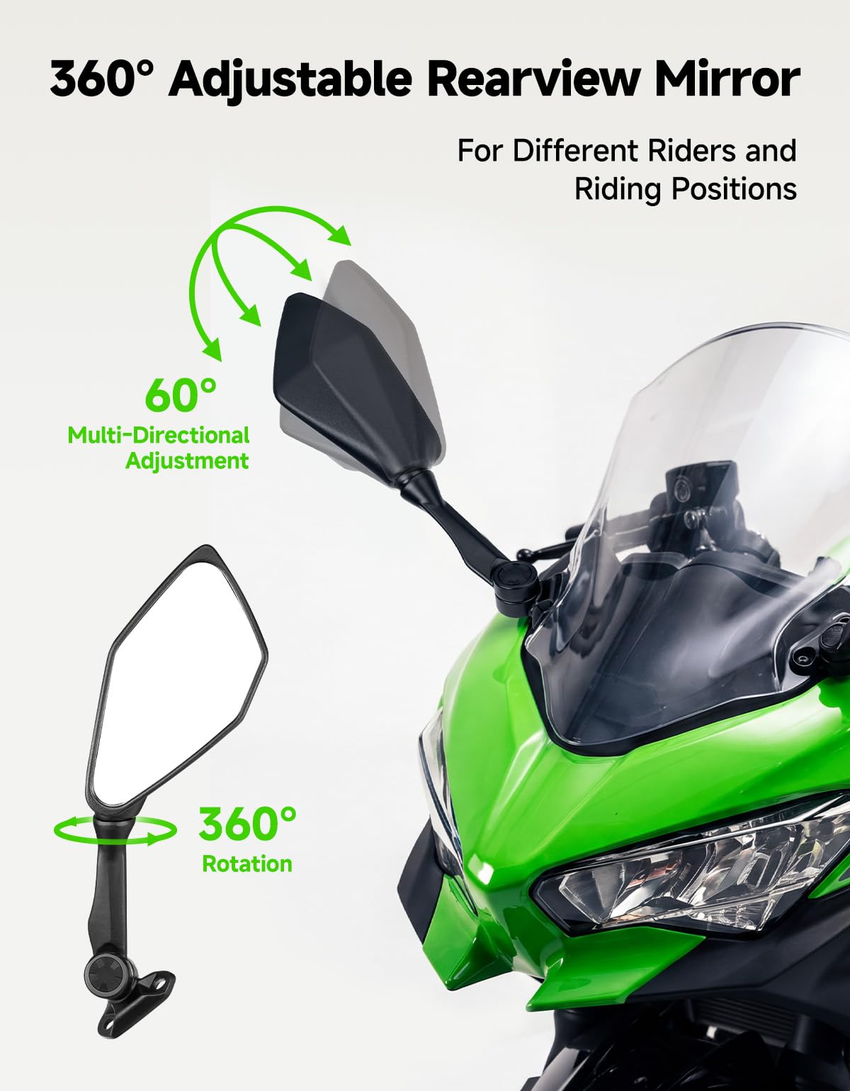 Amazon.com: KEMIMOTO Ninja 300 Mirrors Compatible with Ninja 400