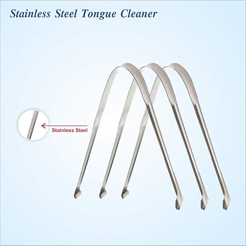 Miniatura 2 de Limpiadores de lengua de acero diseño plano para adultos paquete de (3)