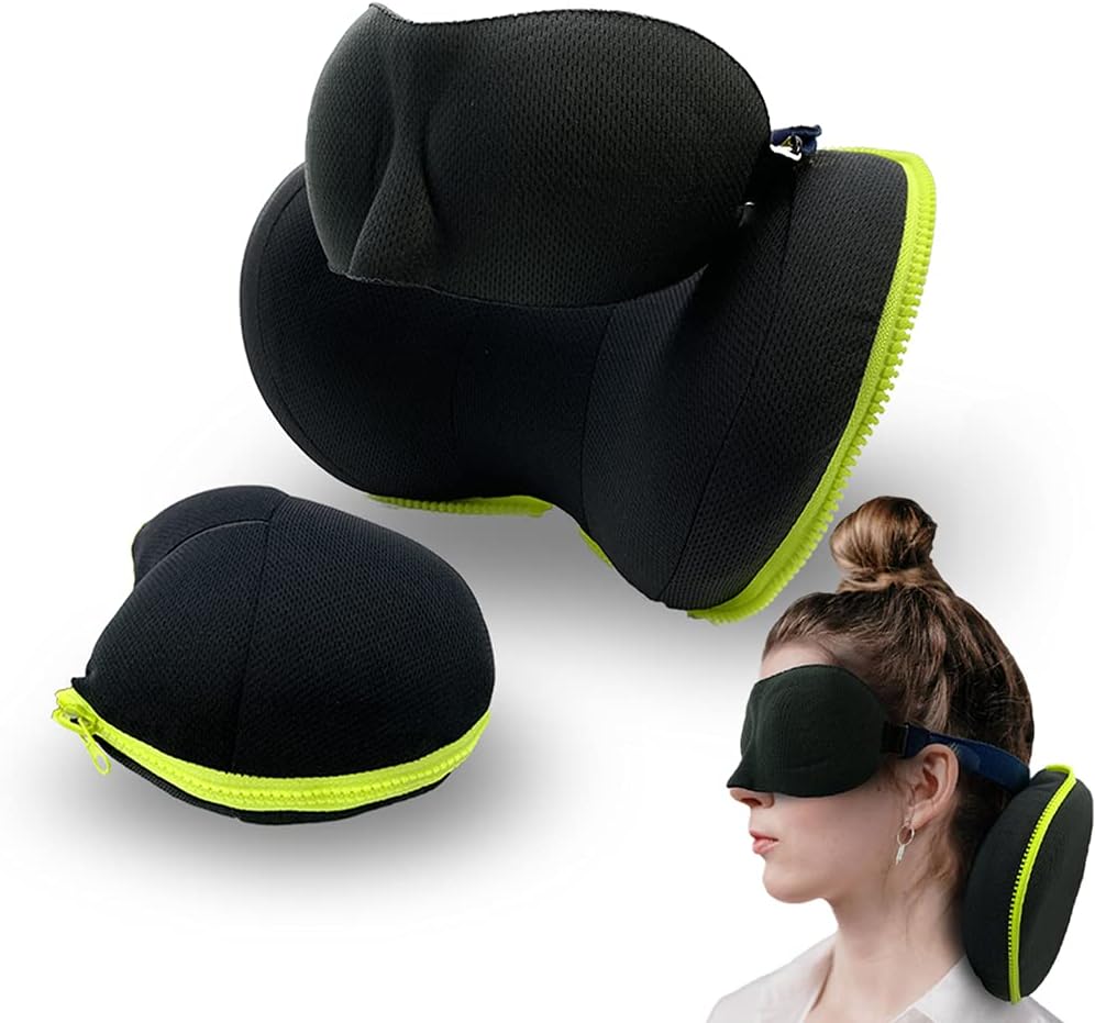 Safesense Travel Neck Pillow with Eye Mask, 2 in 1 Travel