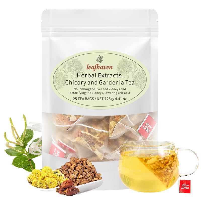 Leafhaven Té de hierbas orgánicas de achicoria y gardenia para diabéticos  Apoya el azúcar en la sangre, la digestión y el control del peso  Sin