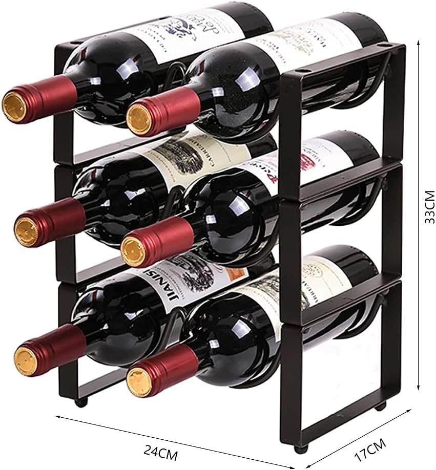 Stackable Freestanding Wine Rack Countertop Cabinet Storage Rack Wine Cabinet Rack Used for Kitchen Cabinet Cellar Practical / 3 Layer 9 Bottles