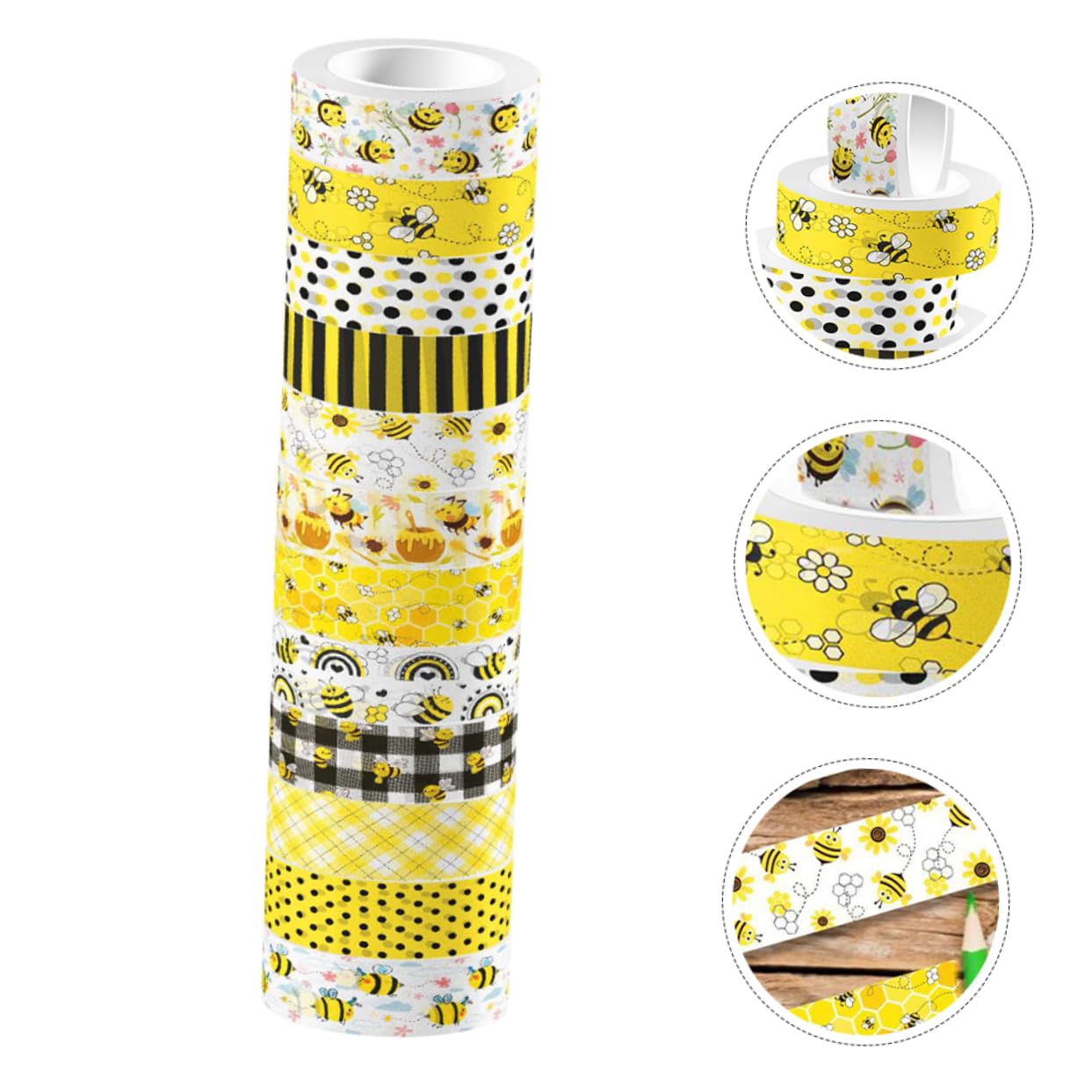 Tofficu 48 Rollos De De Flor De Abeja Cintas Autoadhesivas De Bricolaje De Papelería Artesanal Washi De Color Adhesiva Washi Con Temática De
