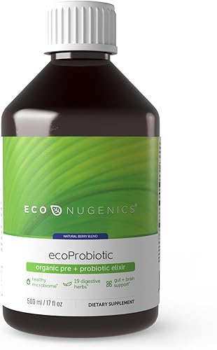 EcoNugenics ecoProbiotic Suplemento probiótico y prebiótico para mujeres y hombres con 19 hierbas digestivas - Apoya el microbioma y la salud