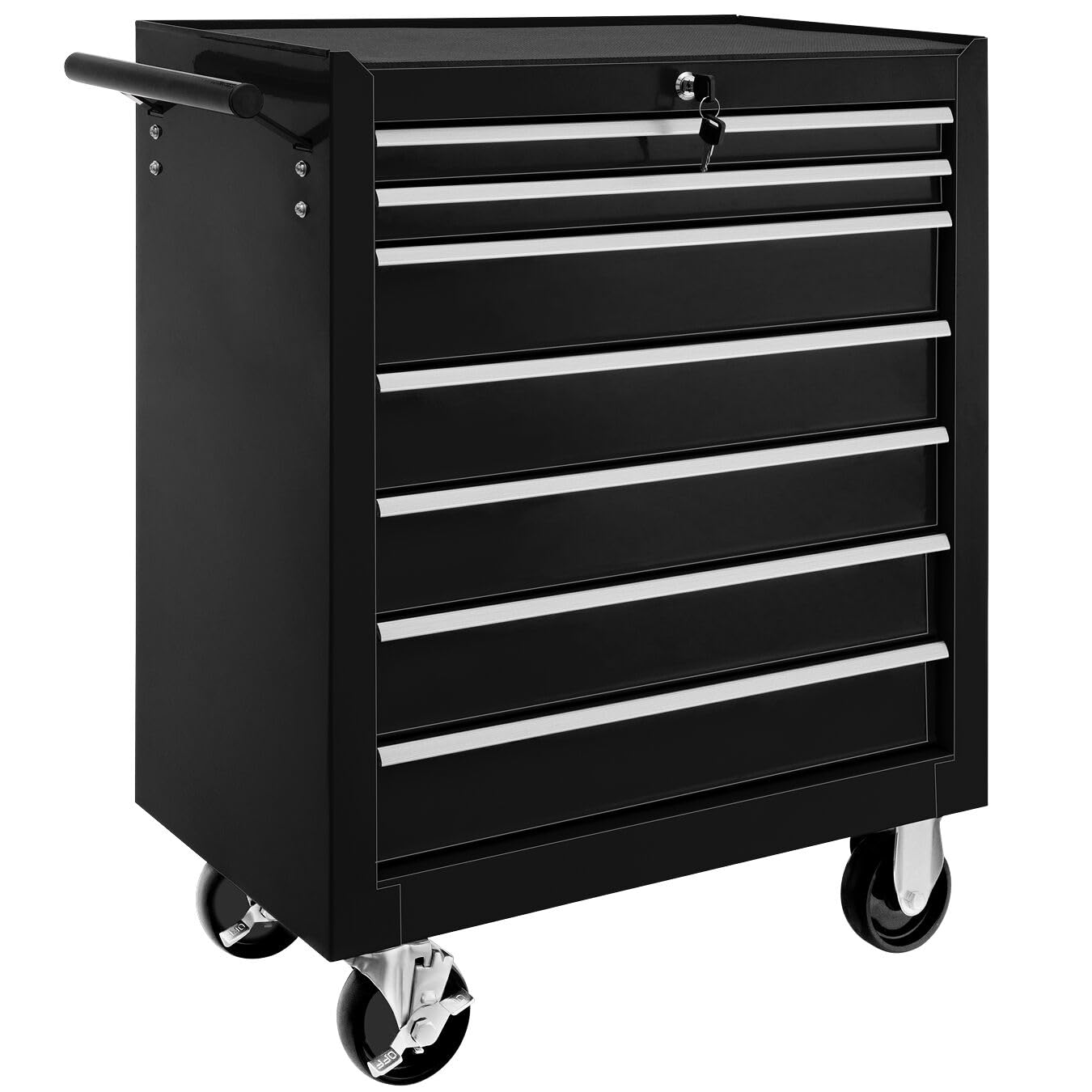 tectake® Carrello Portautensili, Carrello, Porta Attrezzi Officina con Ruote, 7 Cassetti, Carrello Porta Attrezzi, Attrezzatura Officina, Attrezzi da Lavoro - Nero