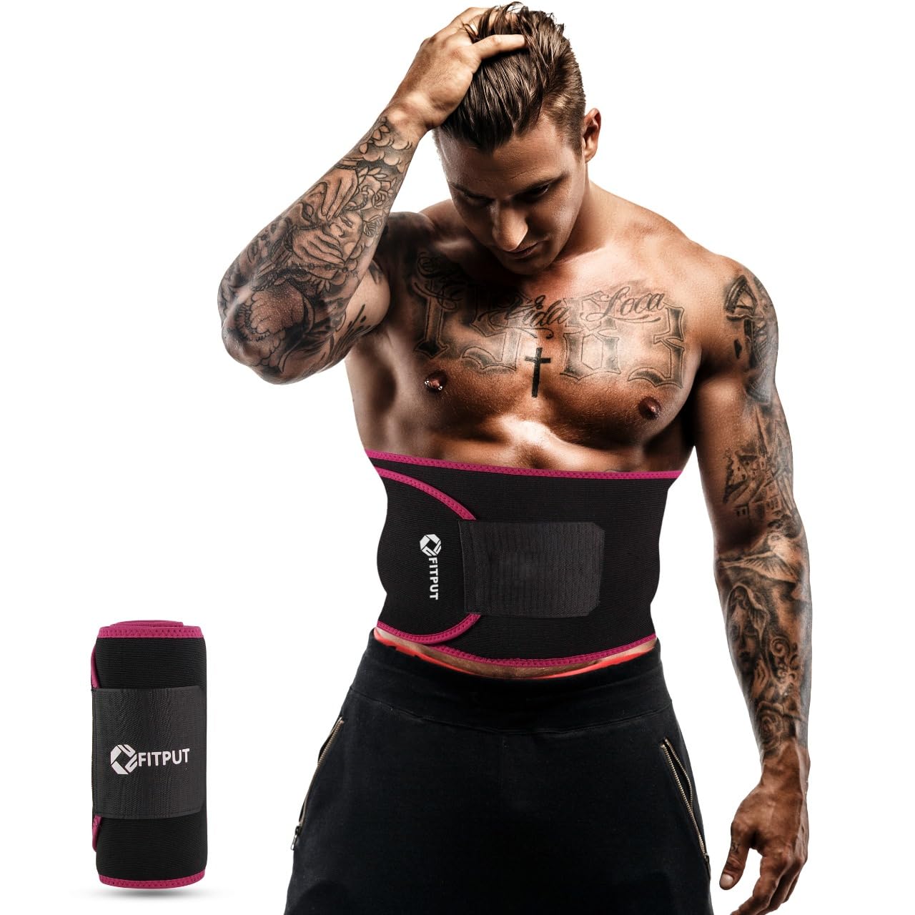 FITPUT Premium Sweat Slim Belt for Women Made of Neoprene,Weight Loss Belt for Men and Women Non-Tearable,Tummy Trimmer, Sauna Belt for Tummy Tucker Men Fitness Stomach Belt (Pink) (B0C5XRZD4T) Amazon Price History, Amazon Price Tracker