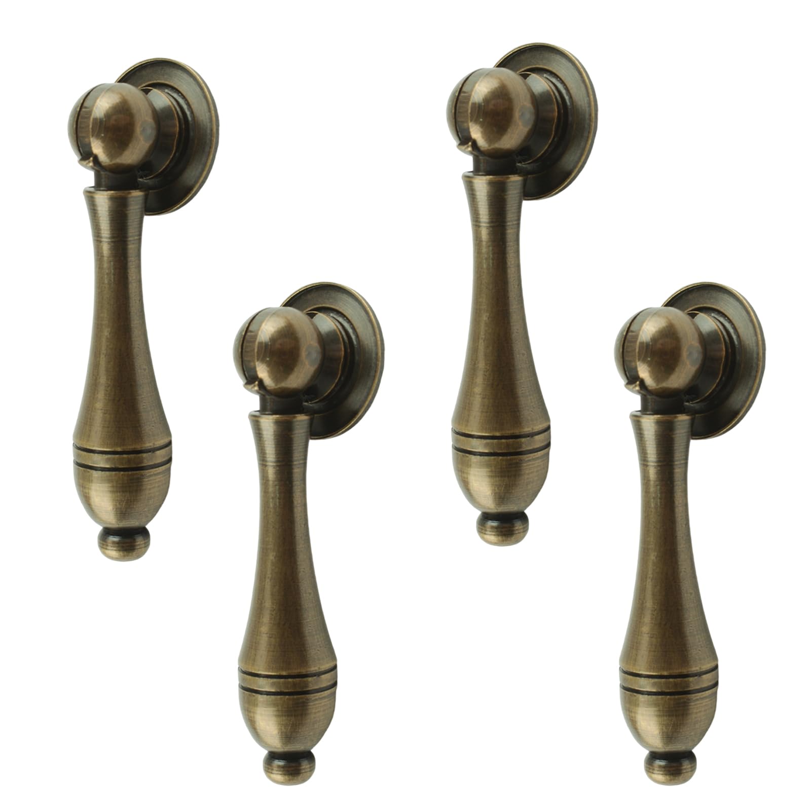 MOROBOR Antique Pendant Pulls, 4pcs Brass Knobs Single Hole Handle with Mounting Screws Decorative Vintage Pull for Cabinet Drawer Closet Dresser Furniture — image 1