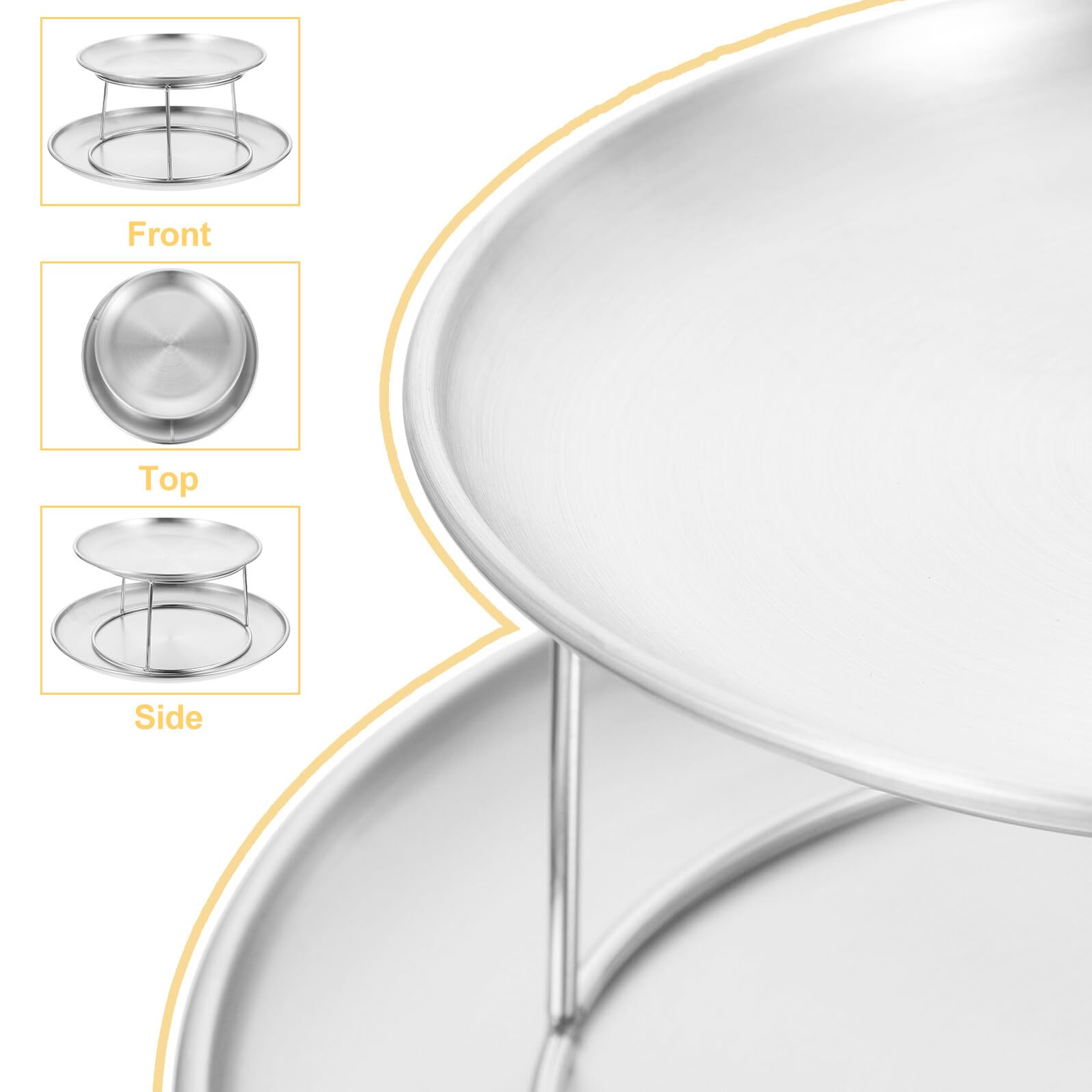 Set da Esposizione per Tavolo da Dessert in Acciaio Inox 2 Livelli Vassoio da Portata per Antipasti e Cupcake Supporto Rustico per Feste di Matrimonio e Buffet