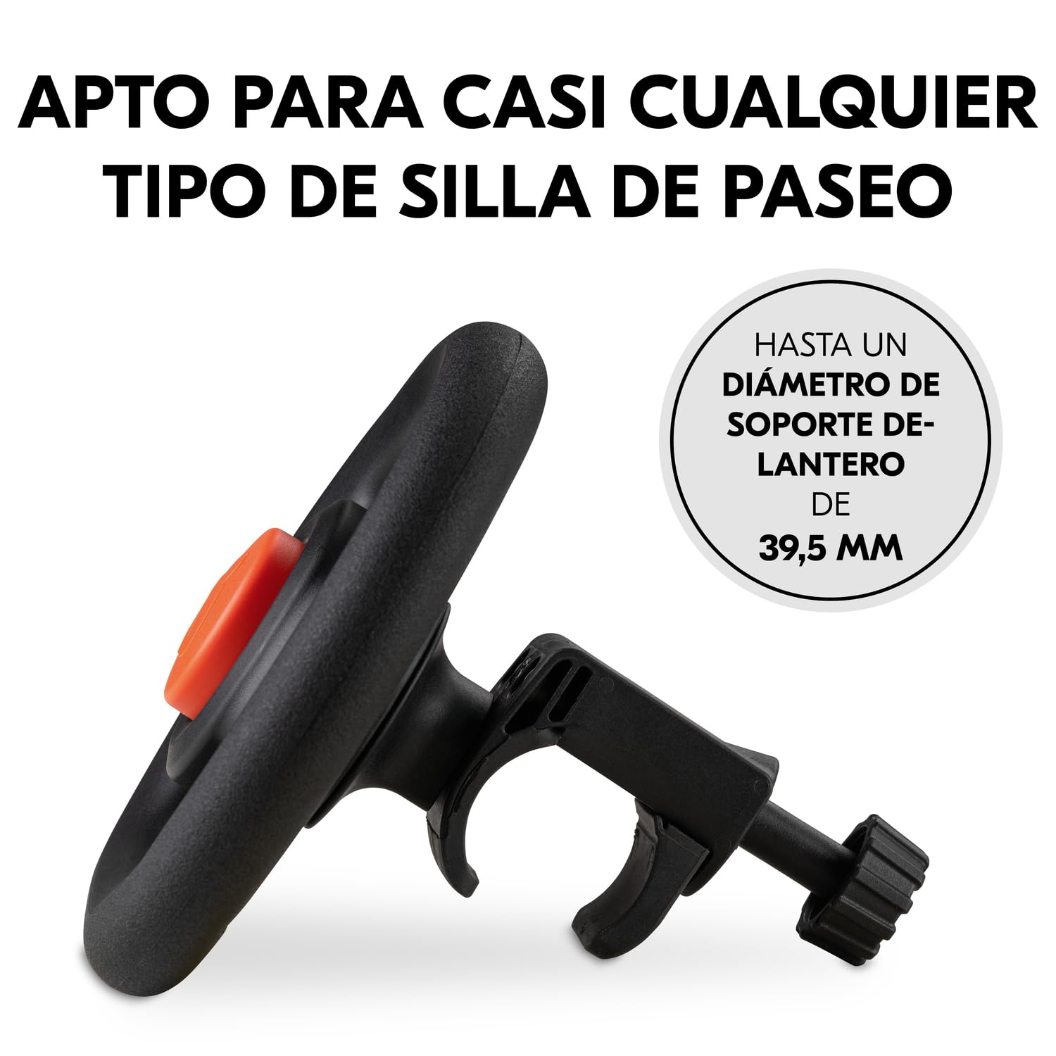 Hauck Pushchair Steering Wheel Volante Silla Paseo – Juguete Interactivo con Claxon – Accesorio Universal Compatible con Carritos y Sillas – Diversión y Conducción Real para Niños - Negro