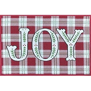 Wandteppich mit Weihnachtsmotiv und Schottenkaro, für Eingang, Küche, Büro, Herzdekoration, Überwurf, Teppich (Merry Greetings)