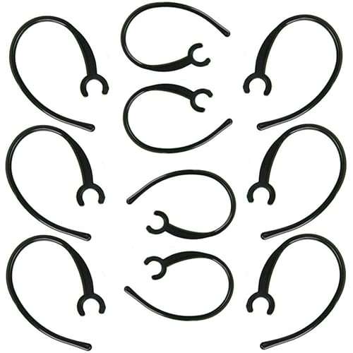 10-Pack Replacement Clamp Bluetooth Ear Hook Loop Clip Replacement - Set Of 5 Black SMALL Clamps + 5 Pack Black Large Clamps Shape Clear Hook for Samsung, Motorola, LG & Other Bluetooth Headsets
