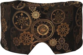 Gears Clock Bronze Century Print Sleep Eye Mask with Earmuffs Soft Pressureless Cooling Blackout Eye Covers for Sleeping,Keeps Warm, Shading, Comfortable Aid Strap