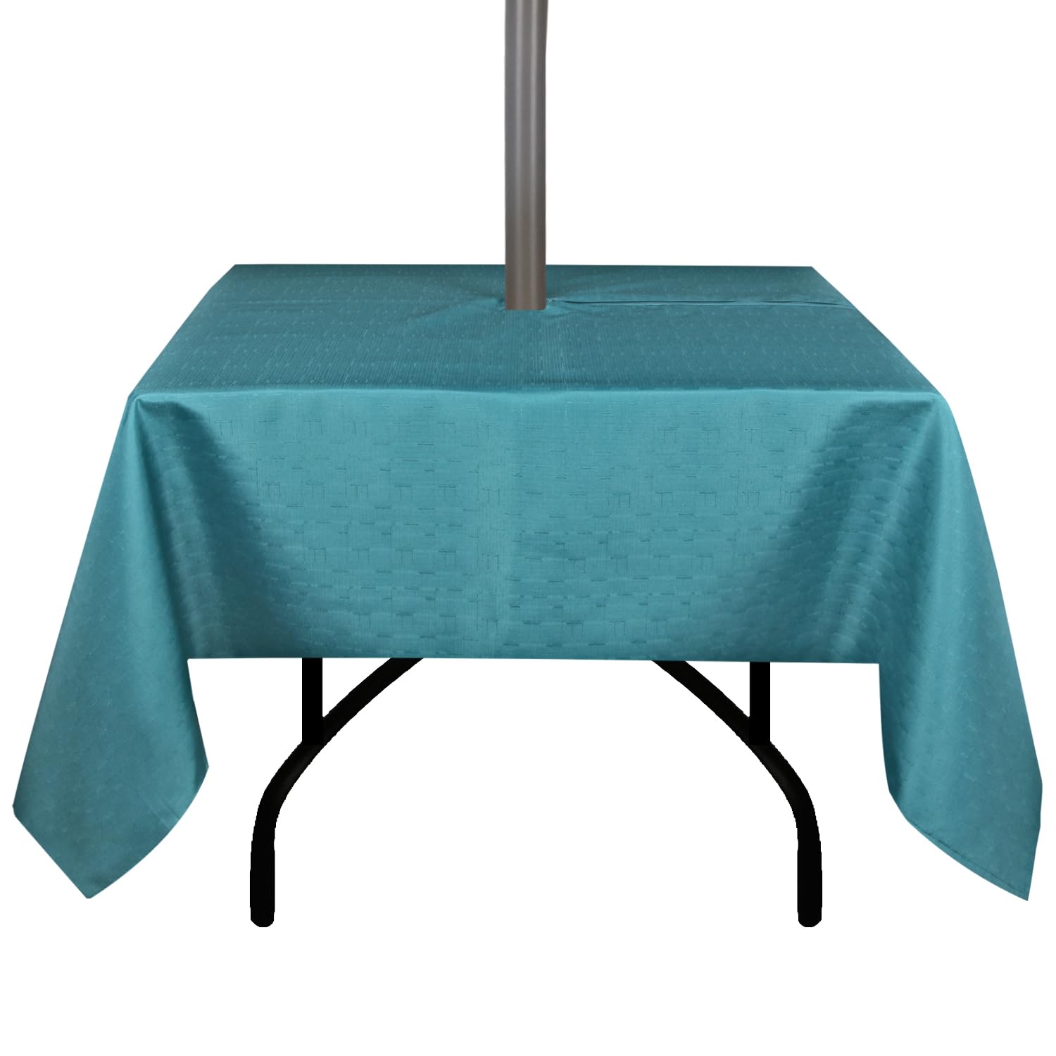 youngseahome Outdoor Tablecloth Wrinkle-Free Stain Resistant Waterproof Polyester Fabric Table Cover with Zipper Umbrella Hole for Picnic/Party/Dinner/Patio Garden(60×60inch Square,Zippered,Teal) — image 1