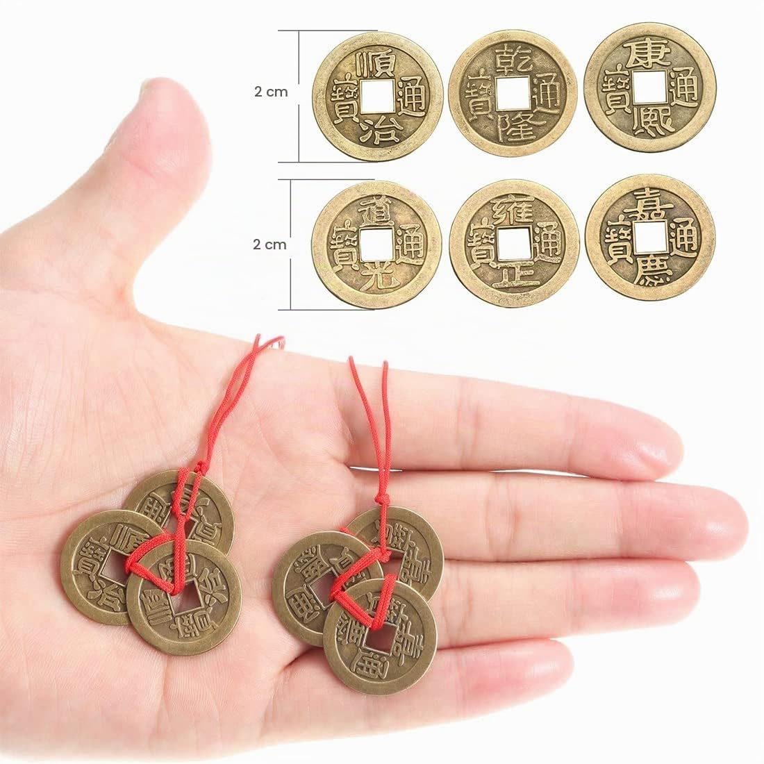 100 Pièces de Monnaie Feng Shui Chinoises Bonne Chance de Monnaie I-Ching Pour La Santé Et La Richesse, 2 cm