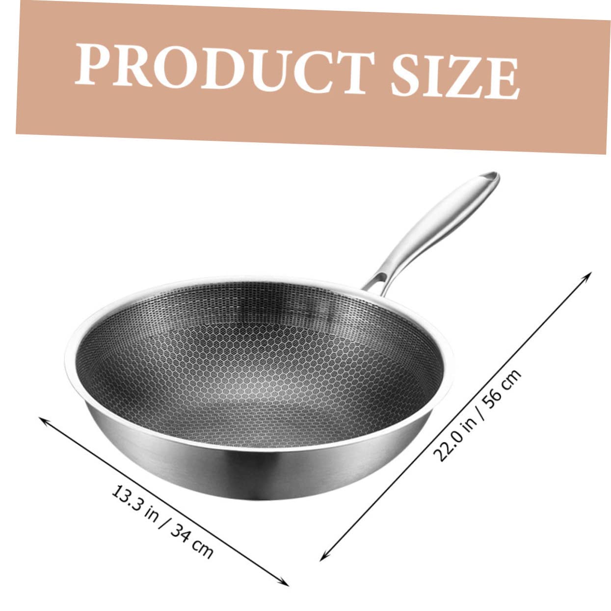 Zerodeko Wok Ménager en Acier Inoxydable Design Épaissi et Revêtement Texturé Antirayures, Poêle pour Cuisinière Électrique la Cuisine Quotidienne