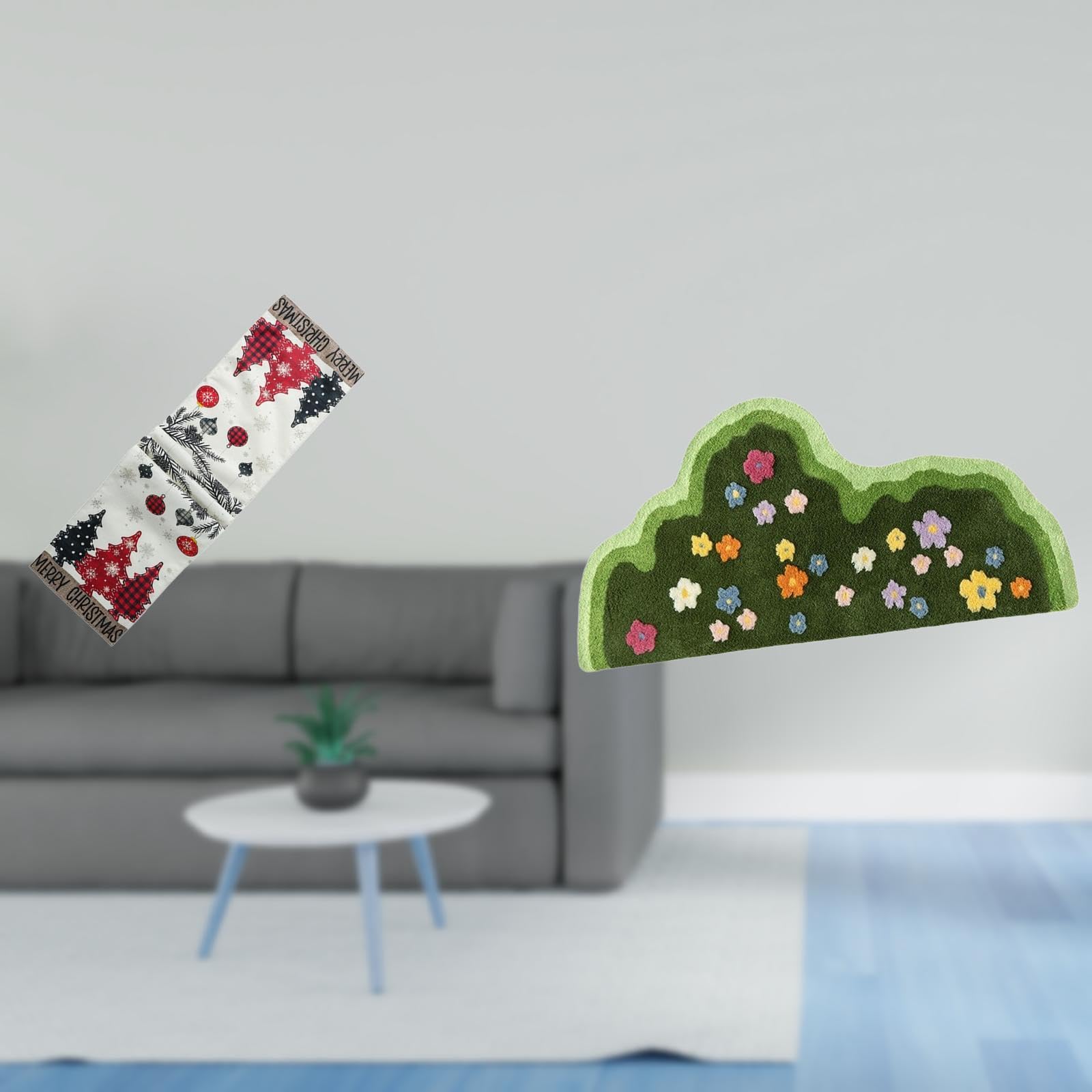 Seasonal Winter Reusable Tablecloth and Irregular Modern Home Decor Rug for Holiday Coffee Table Farmhouse Living Room Playroom Household-image-7