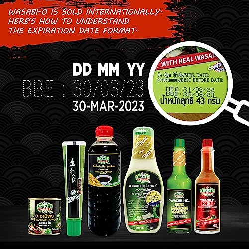 Wasabi-O Wasabi-Paste 43 g, echte japanische Wasabi-Sauce, frische japanische Wasabi-Paste zum Dippen mit Sushi, Lachs, Sashimi, Meeresfrüchten – Vegan, Vegetarisch, Halal (3 Stück)