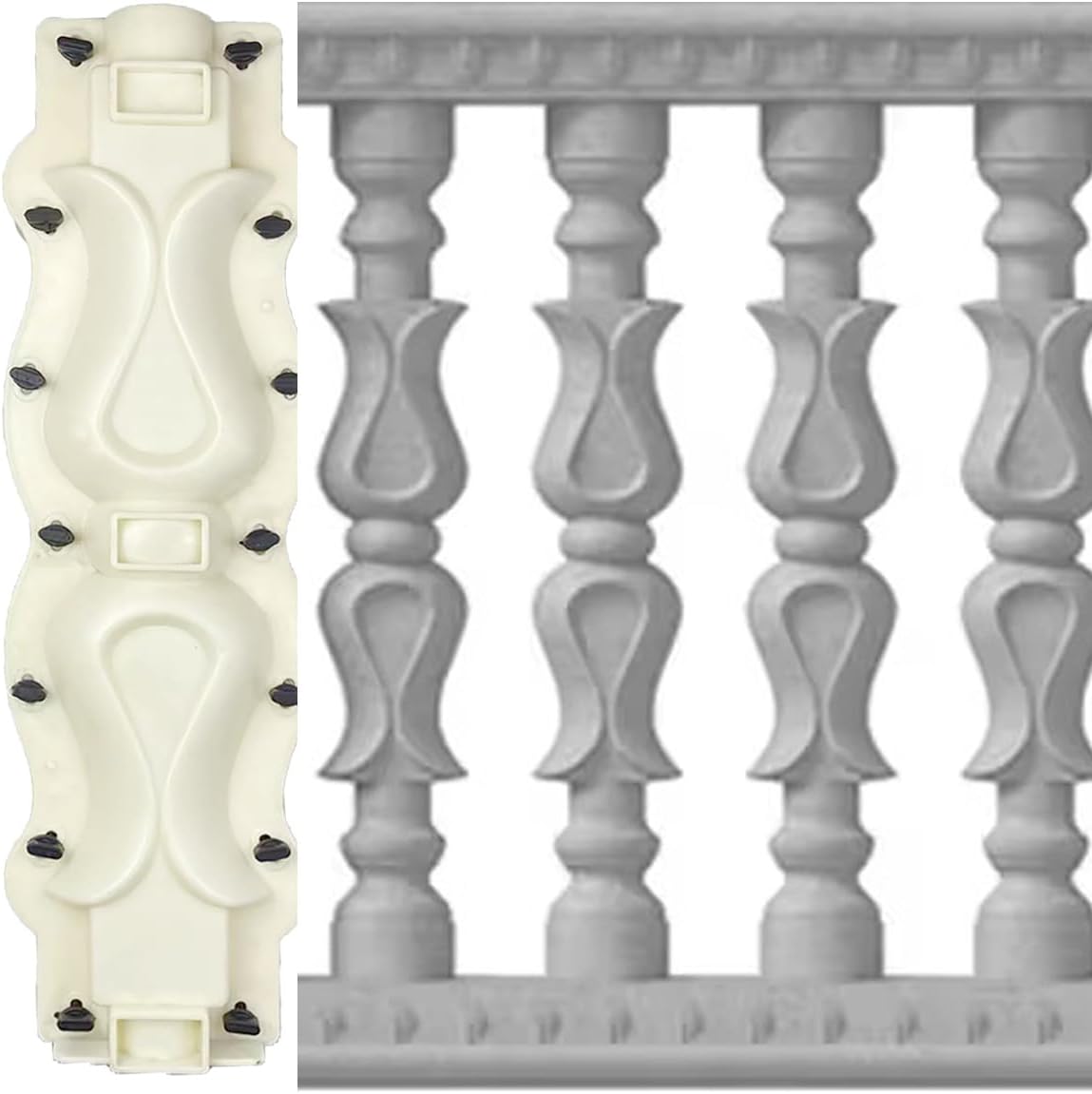 プレハブABSバルコニー型、コンクリート手すり金型コンクリート型枠、屋外建設、DIYホーム改善、簡単なインストールと再利用可能なデザ