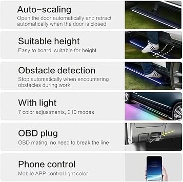 Electric Running Boards with Lights Compatible for Toyota Granvia(Long Panel)2022-2025,Retractable Power Side Steps for Trucks & SUVs,Durable Aluminum Step Bars