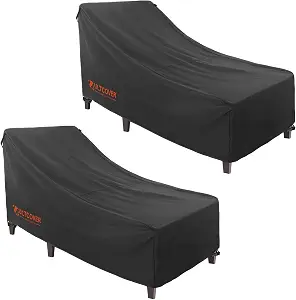 ULTCOVER Smart Selection Patio Lounge Chair Cover Waterproof Outdoor Chaise Lounge Covers 2 Pack - 64L x 28W x 30H inches, Black