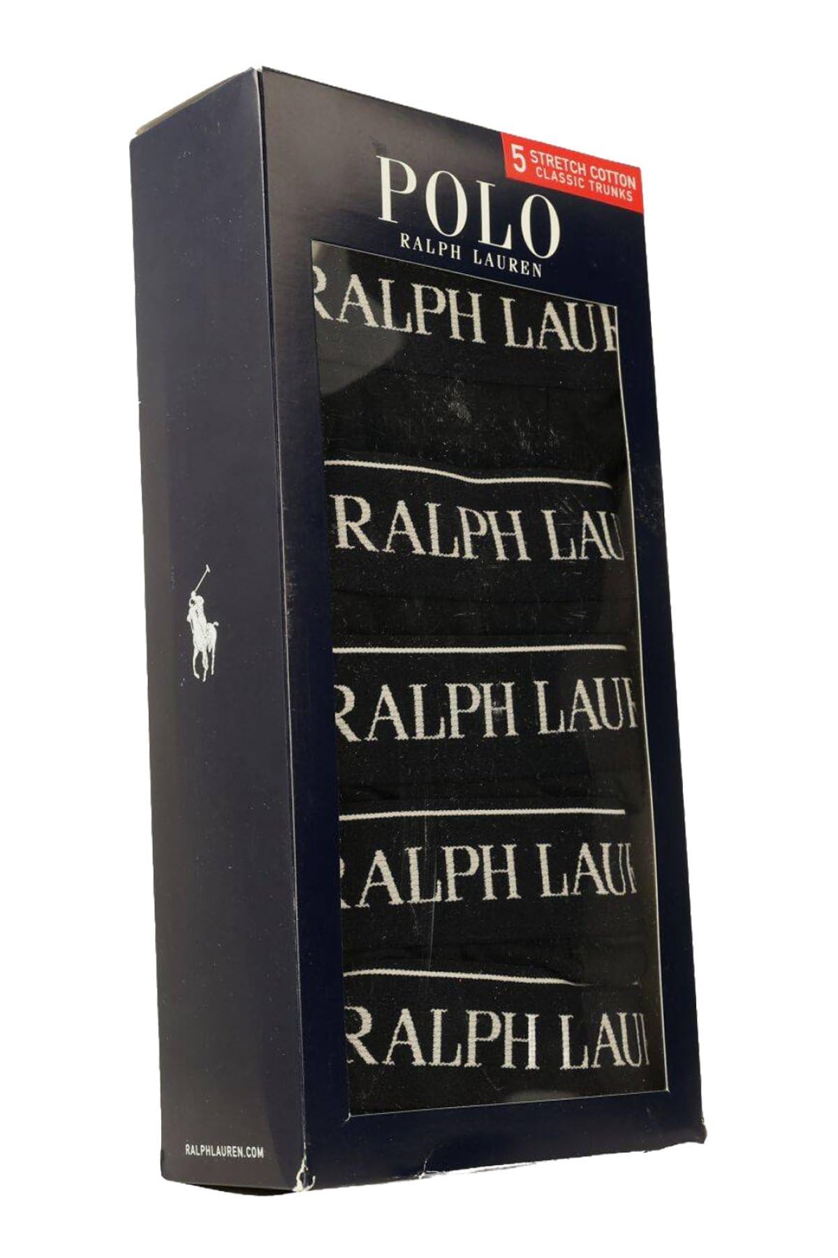 POLO RALPH LAUREN Bokserki męskie, zestaw 5 sztuk, czarne – ściągacz z logo – wygodna bielizna bawełniana – rozmiar M