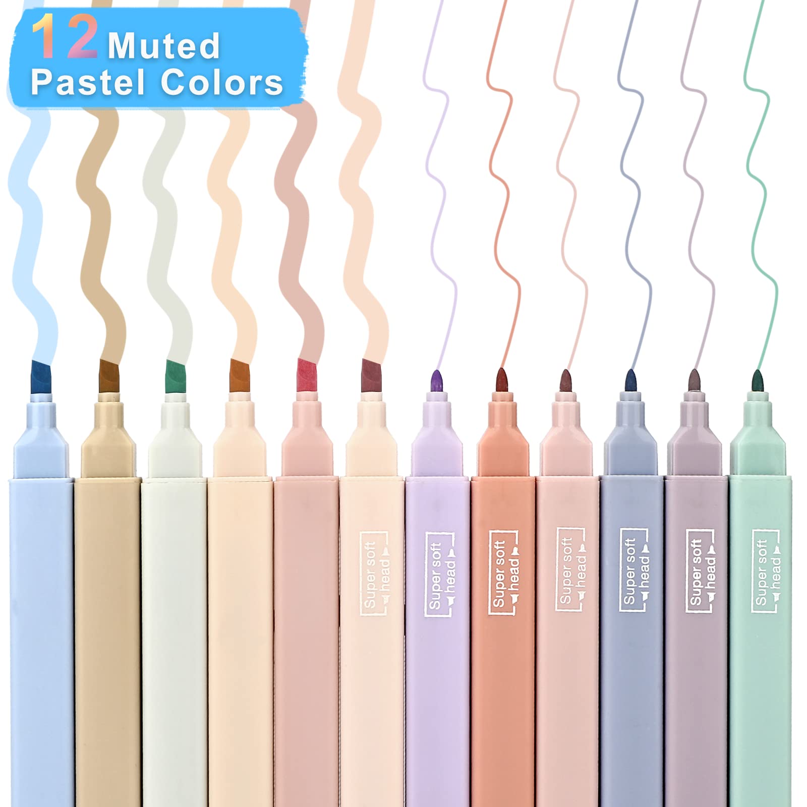 Evidenziatori A Doppia Punta Dacono - 12 Color I Pastello, Senza Macchia, Per Studio E Ufficio - Foto 8