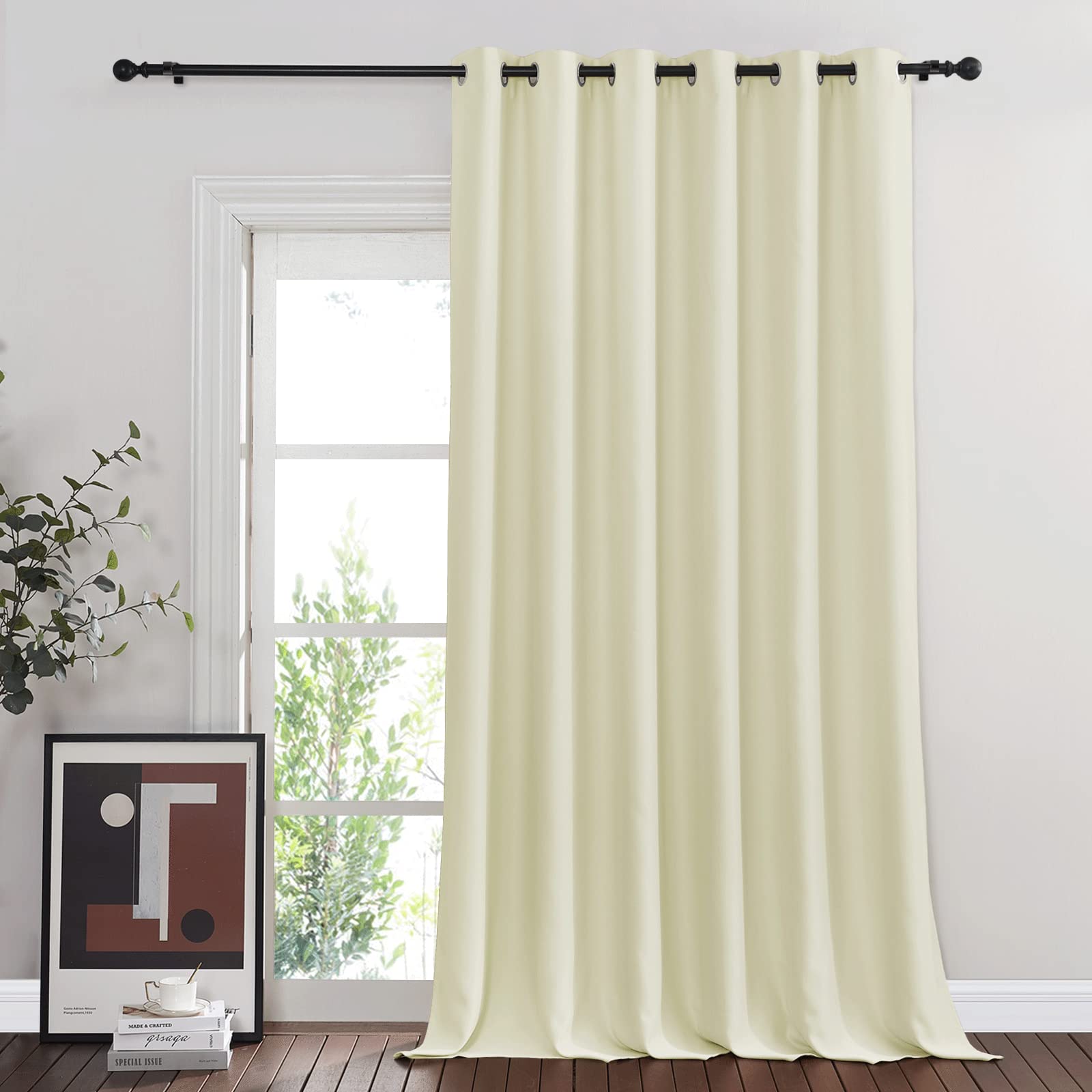 Photo 1 of NICETOWN Room Darkening Curtain for Sliding Glass Door, Blackout Patio Door Curtain Wide Window Treatment Privacy Thermal Insulated Drapes for Bedroom/Living Room (1 Panel, Beige, W80 x L95)