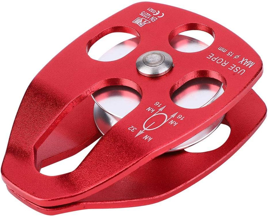 Climbing Pulley Side Plate Aluminum Outdoor Rock Climbing Dual Pulley Zip Line Cable Trolley(red)