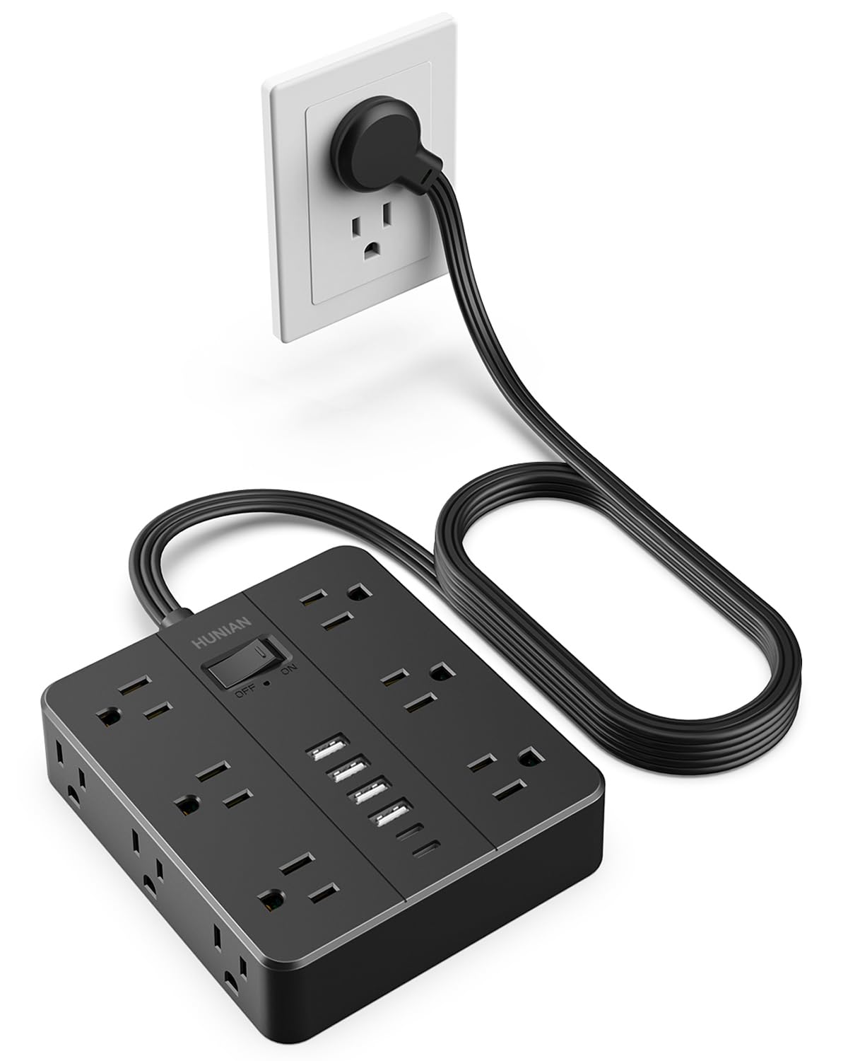 Power Strip Extension Cord, 10Ft Power Strip with USB