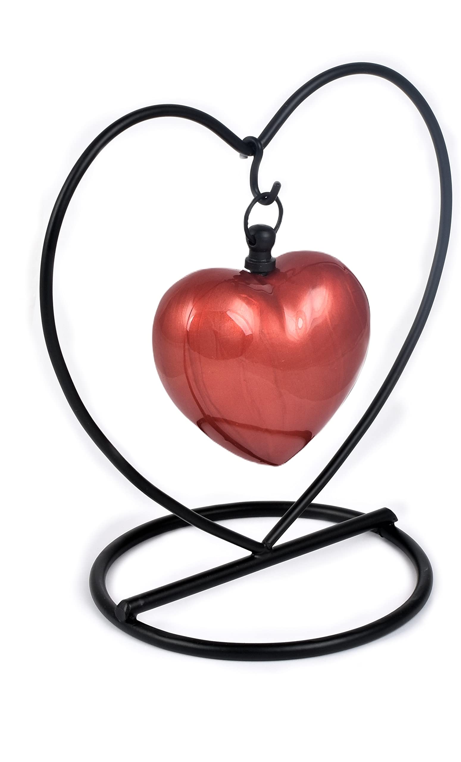 Cremation keepsake urn for ashes Heart in my heart Exclusive Protected Design With Box & Stand (Red) — image 1