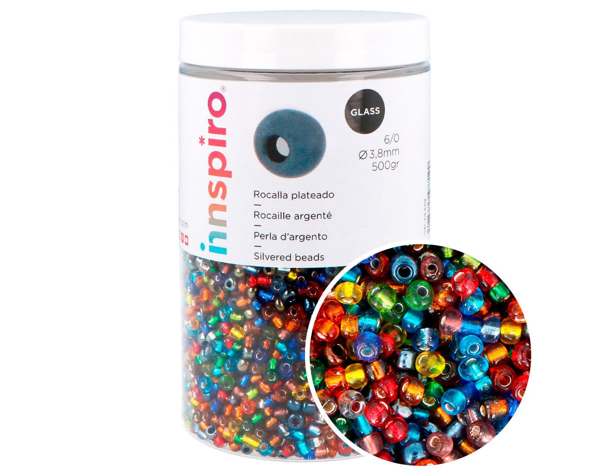 INNSPIRO Silver Round Glass Rock Mix 3.8mm 6/0 500g