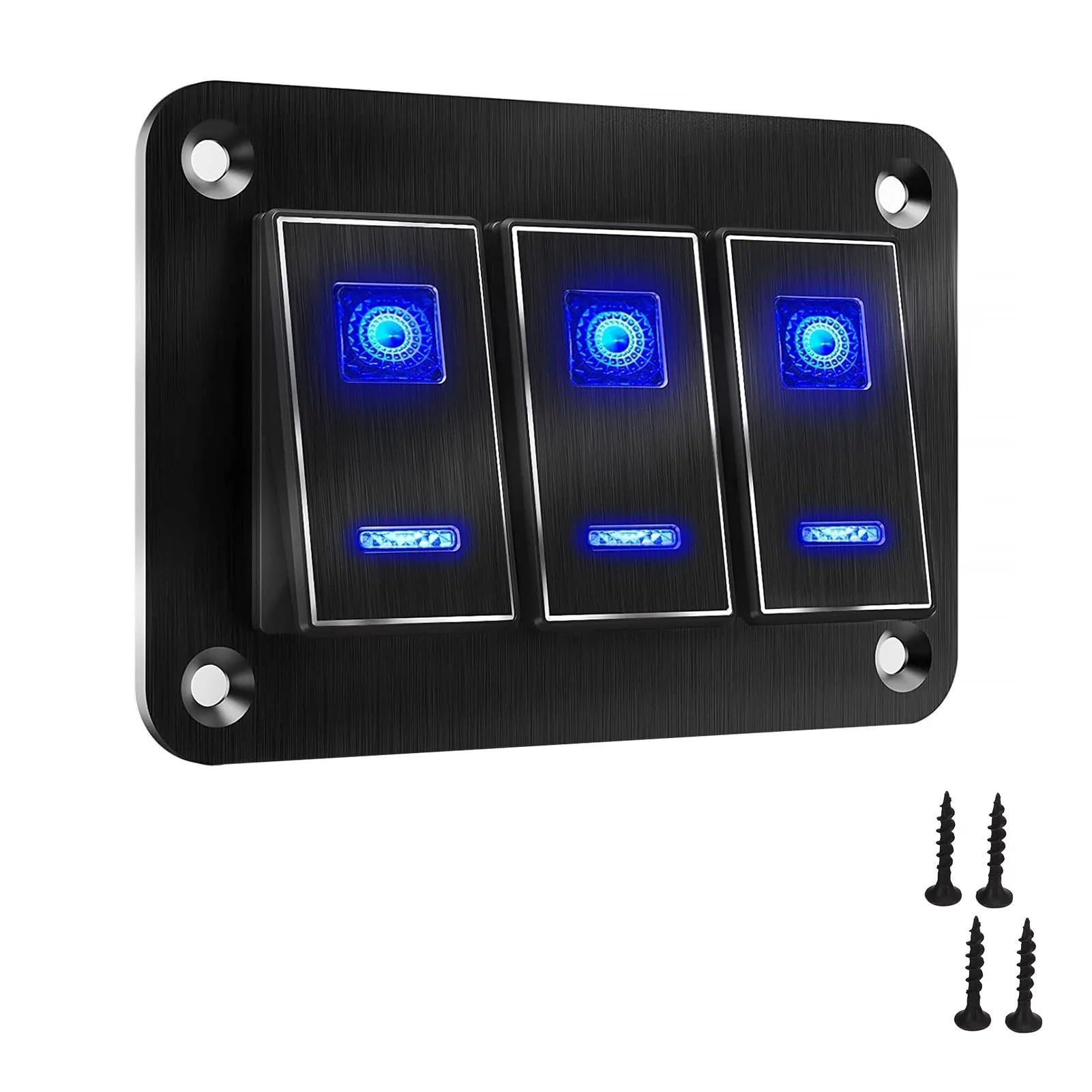 Pannello interruttori a levetta impermeabile a 3 gruppi Fibbie flessibili per PC da 12 V a 24 30 A per camper per auto per yacht Ricambi auto