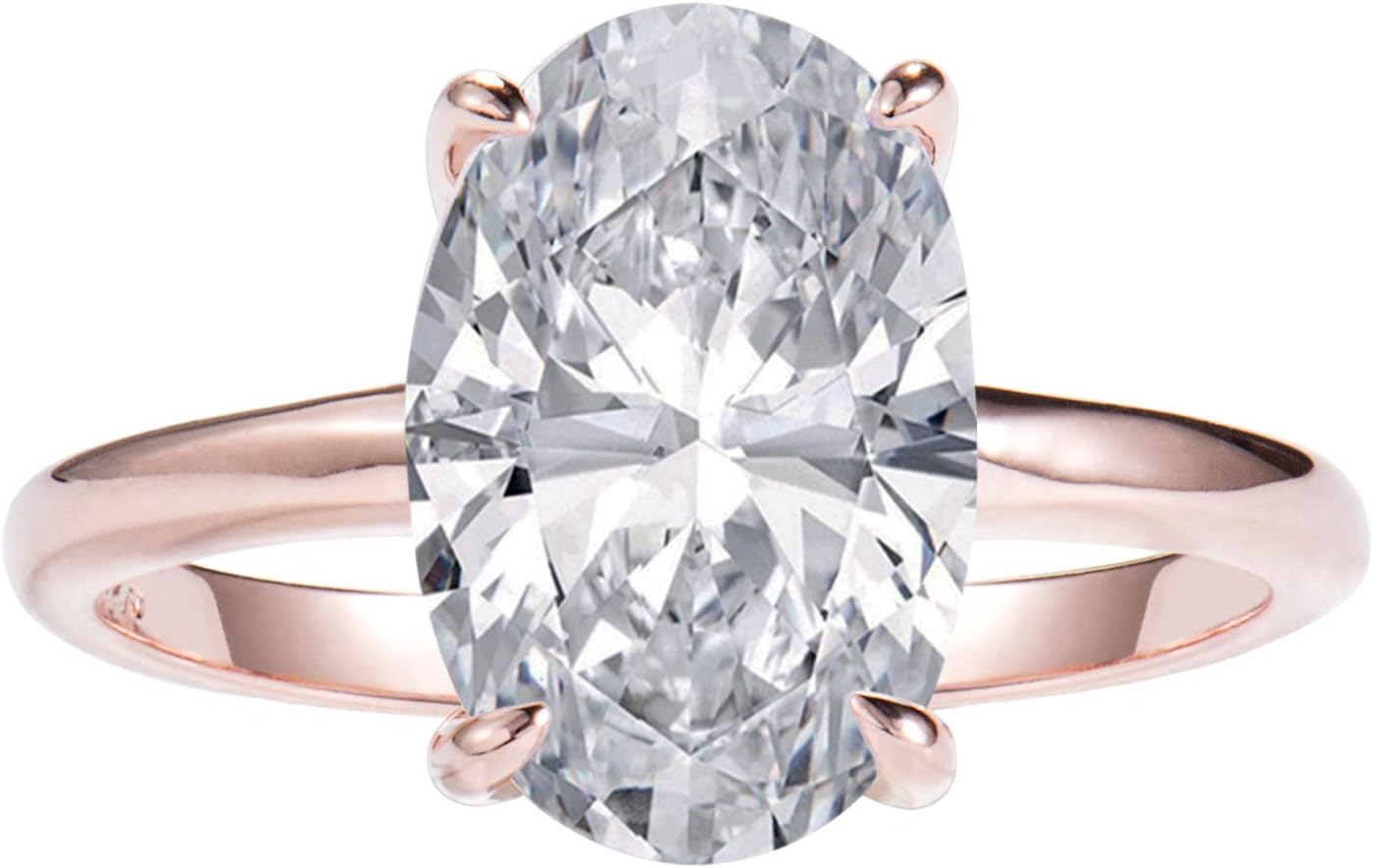 3.5ct Oval Solitaire Engagement Ring Thin Band in Sterling Silver 925 Size 4-9