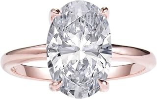 LEMON GRASS 3.5ct Oval Solitaire Engagement Ring Thin Band in Sterling Silver 925 Size 4-9