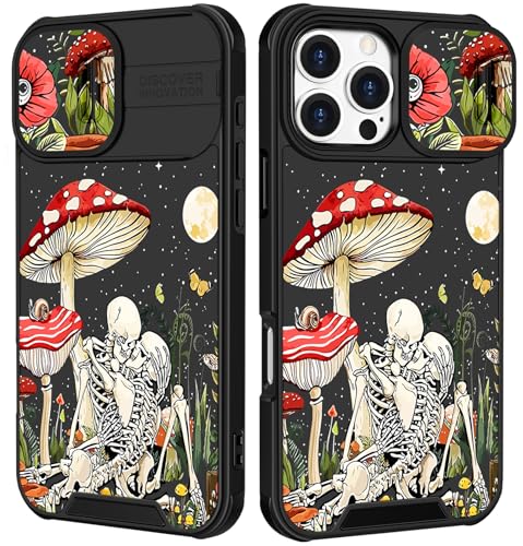Image of Funermei for iPhone 16 Pro Case - Women Girls Cute Phone Cover Girly Pretty Aesthetic Mushroom Skeleton Unique Design with Camera Cover Funda for Apple for iPhone 16 Pro