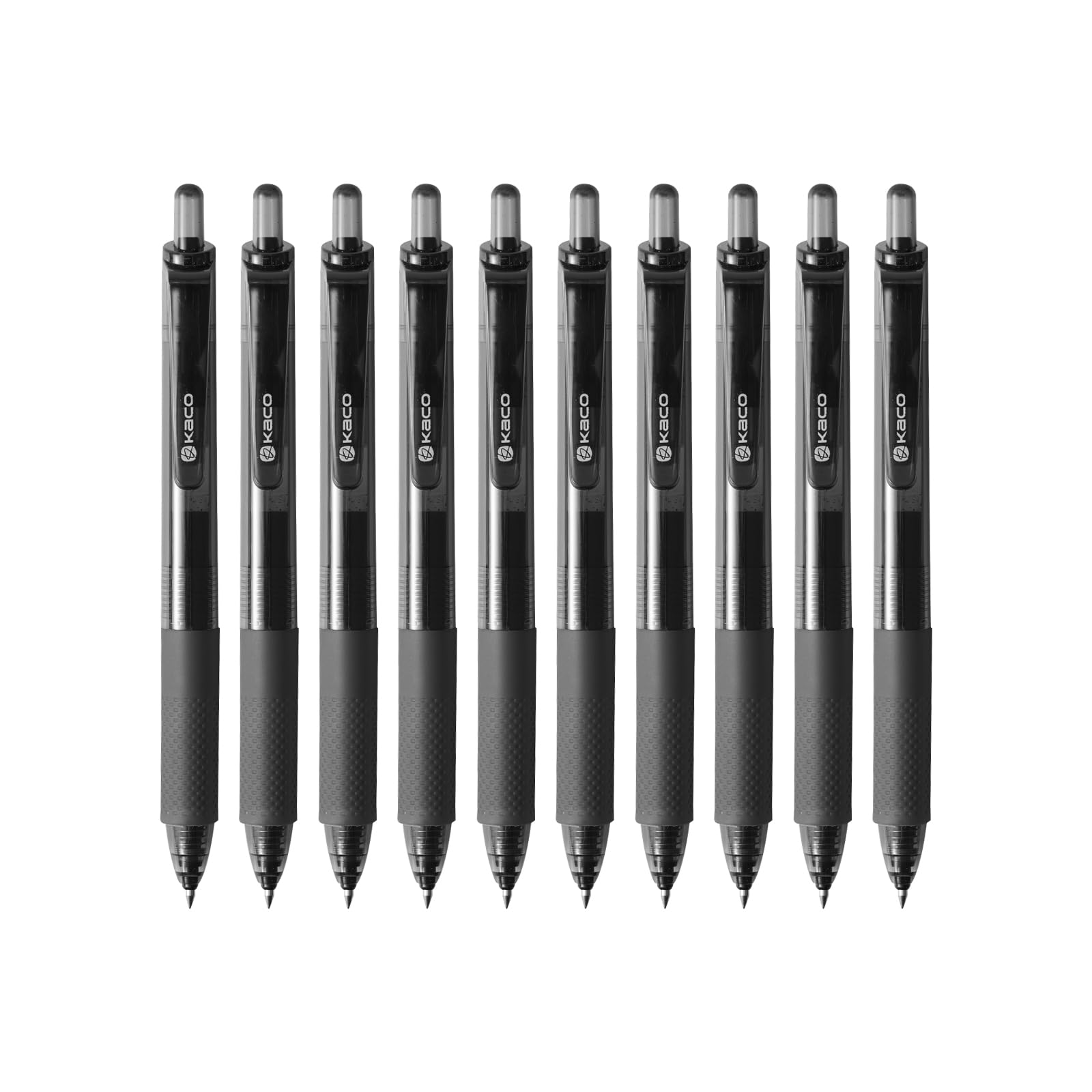 Kaco JUMBO Gel Pens with Soft Silicone Grip, Writes up to 1800 Meters, 10 Pieces Black Ink Pens 0.5mm Fine Point
