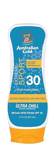 Australian Gold Extreme Sport - Loción de protección solar SPF 30 8 onzas amplio espectro resistente al sudor y al agua no grasa sin oxibenzona sin