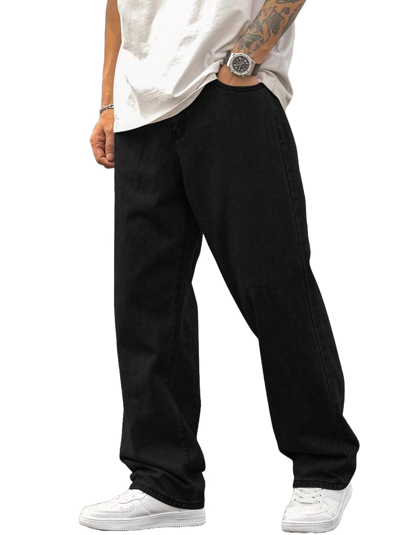 Men’s Relaxed Fit Baggy Jeans | Streetwear Style Loose Denim Pants for Casual Wear | Comfortable Cotton Blend Jeans with Trendy Wide Leg Fit-image-9